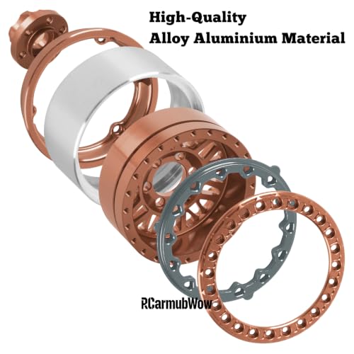 1.9 Inch Beadlock Aluminum Wheels and Tires, 4PCS RC Crawler Wheel Tire Set Compatible with 1/10 Scale SCX10 90046 AX103007 SCX10 II III TRX4 TRX6 Gen7 Gen8 D90 VS4-10 MST CFX,Brown - color: Brown(4pcs)