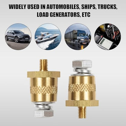 2 PCS Battery Terminal Connectors Set, Auto Battery Post Terminals Adapters (+/-) with Bolts, M8 Top Side Thread Terminal Charging Posts Extender Adapter, Car Accessories