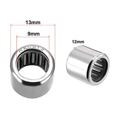 uxcell HK0912 Drawn Cup Needle Roller Bearings, Open End, 9mm Bore Dia, 13mm OD, 12mm Width (Pack of 10) - size: 9x13x12mm