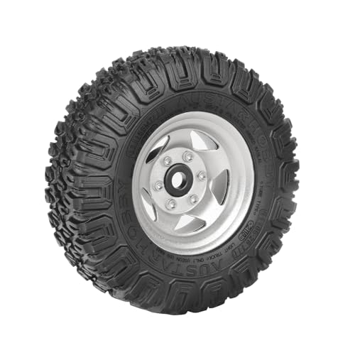 4PCS RC Car 1.55 Inch Tyres Aluminum Alloy Metal Beadlock Wheel Rim and Rubber Tires for 1/10 RC Crawler Car for Axial AX90069 D90 TF2 Tamiya CC01 LC70 MST JIMNY(85mm-5Spoke Silver) - color: 85mm-5Spoke Silver