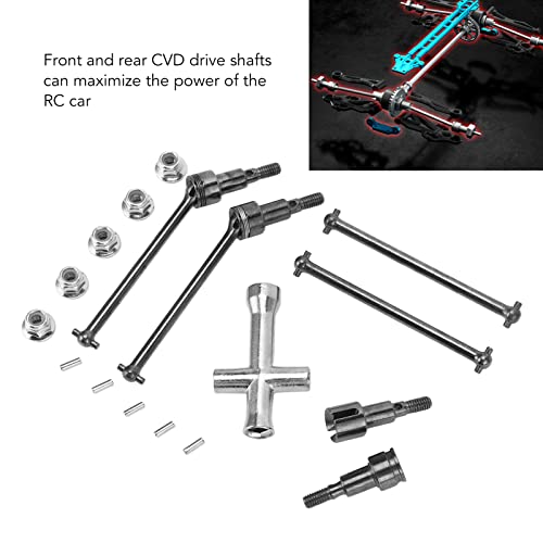RC Car Driveshaft, Durable Steel CVD Front Rear Drive Shaft Set for 1/16 Scale RC Vehicles, for Off-Road Racing Hobbyists and Maintenance Enthusiasts