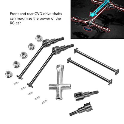 RC Car Driveshaft, Durable Steel CVD Front Rear Drive Shaft Set for 1/16 Scale RC Vehicles, for Off-Road Racing Hobbyists and Maintenance Enthusiasts