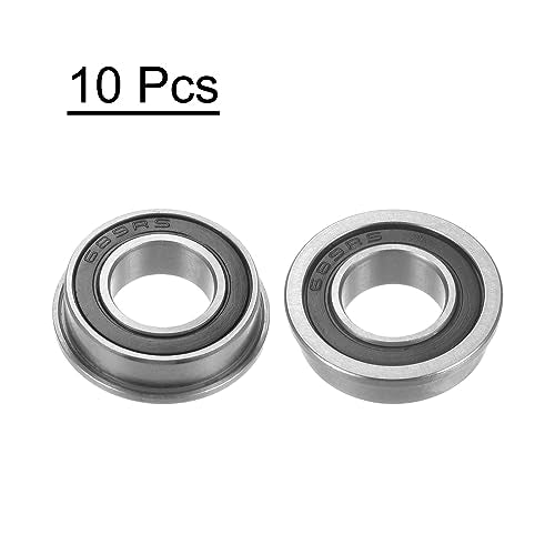 uxcell F689-2RS Flanged Ball Bearing 9x17x5mm Double Sealed Chrome Steel Flange Bearings, 10pcs - size: F689-2RS