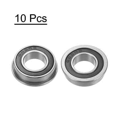 uxcell F689-2RS Flanged Ball Bearing 9x17x5mm Double Sealed Chrome Steel Flange Bearings, 10pcs - size: F689-2RS