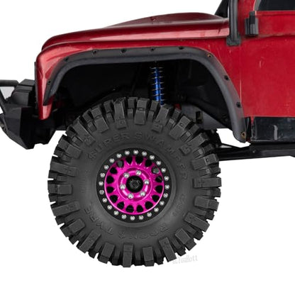 Aluminium RC 1.9" Beadlock Wheels Tires for 1/10 SCX10 90046 AXI03007 TRX4 TRX6 VS4-10 Gen7 Gen8 MST CFX D90 RC Crawler Car,Alloy 1.9 Rims Tires,Pink - color: Pink- (Rc 1.9" Tires)