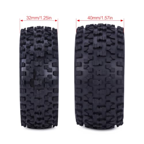 12mm Hex RC Buggy Wheels and Tires, 2.2'' Pre-Glued Out Dia. 3.5'' for 1/10 1/12 1/14 1/16 Off-Road Truck Upgrades, Set of 4