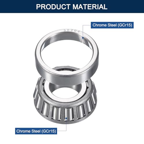 2 Pack 30204 Tapered Roller Bearing Cone and Cup Set | 20mm Bore 47mm OD 15.5mm Cup Width, Chrome Steel Wheel Bearings, ABEC-3 - size: 30204