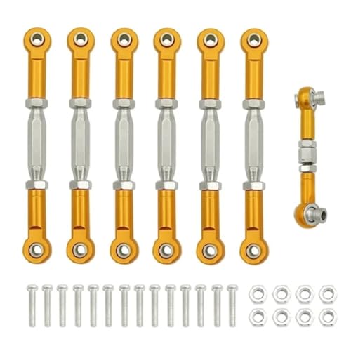 Metal Turnbuckle Camber Link Rod Linkage Kit Compatible with 1/10 RC Car Compatible with 4X4 VXL 2WD Upgrade Parts(Yellow) - color: Yellow
