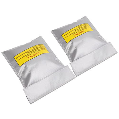 Lithium Battery Safety Bag, Durable Fire Charging Storage Pouch for RC Drone PVC Fiber 180 x 230 x 5 mm 2 Pack