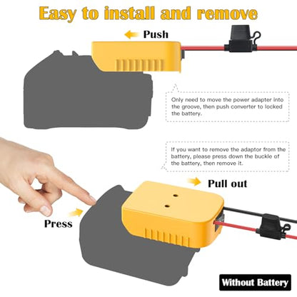 2 Pack Power Wheel Adapter for Dewalt 20V Battery Adapter with Switch, Fuse & Wire Terminals, 12AWG Wire, Power Wheel Battery Converter for DIY Ride On Truck, RC Car Toys and Robotics - size: 2 Pack-