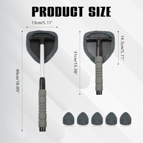wuyaoyao 14PCS Car Windshield Cleaning Tool, Car Glass Wiper Kit with Window Cleaner, Microfiber Pads, Spray Bottle, Extendable Handle, Interior Detailing Dust Brush, Car Cleaning Supplie (Gray) - color: Gray