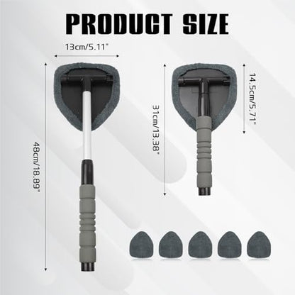 wuyaoyao 14PCS Car Windshield Cleaning Tool, Car Glass Wiper Kit with Window Cleaner, Microfiber Pads, Spray Bottle, Extendable Handle, Interior Detailing Dust Brush, Car Cleaning Supplie (Gray) - color: Gray