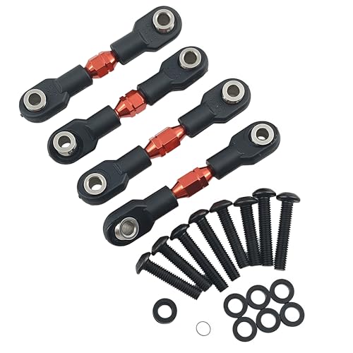 Adjustable Aluminum Pull Rod Set for 1/10 4-Tec Ford Mustang RWD (Red) | On-Road Drift,8348 10542,Turnbuckles,Steering Linkage,CNC Machined,High Strength,Precision Fit,Wear Resistant,RC Upgrade - color: Red