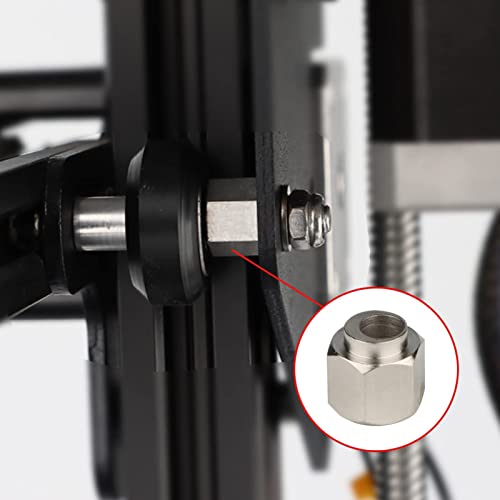 3D Printer POM Pulley Wheel Set Rubber Bearing Wheel Eccentric Spacer Round Column for 3D Printer(Black Pulley)