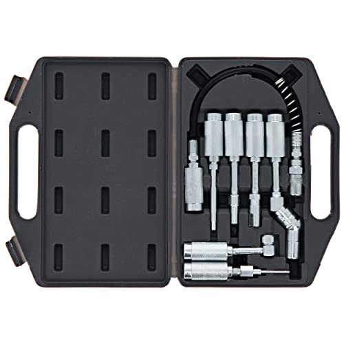 ABN Lube Accessory Kit - 7pc Automotive Universal Grease Coupler Kit and Grease Gun Attachments with Carrying Case