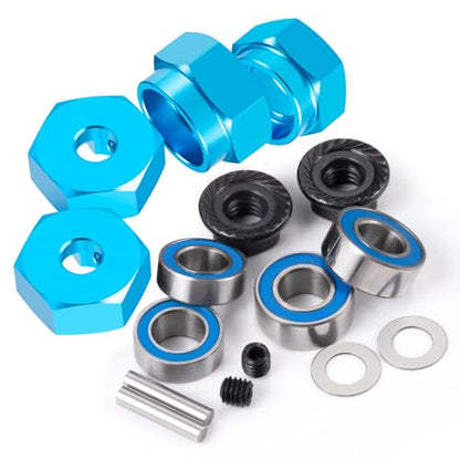 RC Car 1/10 Aluminum Alloy Wheel Hub Hex Adapter 12mm Combiner Wheel Extension Hex Drive Hub Adapter with Bearing Kit for Tamiya DT02 1/10 RC Car Upgrade Parts (Blue) - color: Blue