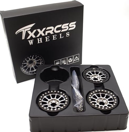 200g Super Heavy 2.2 Beadlock Wheels Rims for 1/10 RC Crawler 4pcs (Silver Black) - color: Silver Black