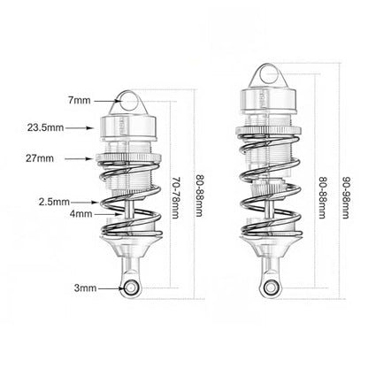 Aluminum Shock Absorber Upgrade Parts for Arrma 1/7 Felony 6S BLX Infraction 6S BLX Limitless Roller，Full Metal Front Rear RC Shocks Damper Replacement of #ARA330627, ARA330628 4Pcs/set(Black)