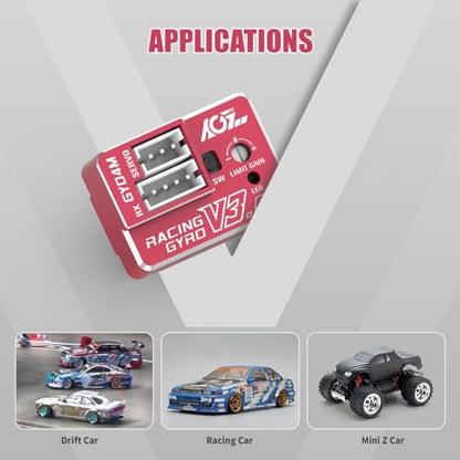 AGFRC 4g AVCS Gyro for RC Mini-Z Drift Car (GY04M V3.5 Red) | 3.7-8.4V, 20mA, AVCS & Normal Dual Modes, 32-bit PID Control, for Mini-Z 1/27-1/28, 21×15×8.8mm - color: Red
