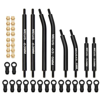 MEUS RACING TRX4M Links Aluminum High Clearance Links Set for Traxxas 1/18 TRX4M K10 High Trail F150 RC Crawler (Black,K10 High Trail F150)