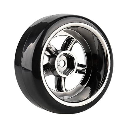 Plating 5-Spoke 12mm Hub Wheel Rims with Hard Plastic Tires for RC 1:10 Drift Car Color Black, 1/10 RC Tires and Wheels for 1/10 Redcat HSP HPI RC Drift Cars - color: Black