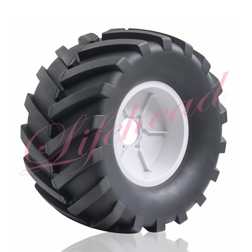 Lifehead 1/8 Scale RC Monster Truck Rubber Tires， for Traxxas SUMMIT E-Revo 86086-4 Arrma Kraton 6S kyosho USA-1 Losi LMT，173mm OD Sand and snow tires/17mm Hex - color: White