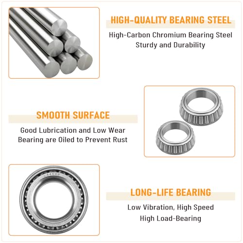 2 Sets Trailer Wheel Bearing Kits L44649 L44610 for 2000-2200 lb Axles | Includes L44649/L44610 Bearings, 12192TB & 15192TB Double Lip Grease Seals, Fits 1-1/16" Straight Spindles and 5-Lug Hubs - size: L44649 L44610-Set of 2