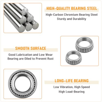2 Sets Trailer Wheel Bearing Kits L44649 L44610 for 2000-2200 lb Axles | Includes L44649/L44610 Bearings, 12192TB & 15192TB Double Lip Grease Seals, Fits 1-1/16" Straight Spindles and 5-Lug Hubs - size: L44649 L44610-Set of 2