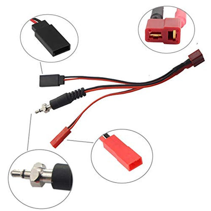 2Pack ShareGoo 3 in 1 Style T Plug Female Plug to JR Female Connector JST Female Igniter Adapter Charger Cable for 1/8 1/10 RC Glow igniter Ignition Battery Receiver Charging