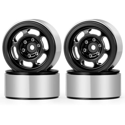 MOHERO 4Pcs 1.3 RC Beadlock Wheel Rims for 1/18 1/24 RC Crawler TRX4M Axial SCX24 Redcat Ascent-18 Upgrade Parts (Black) - color: Black