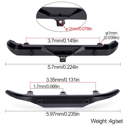 Front Rear Bumper - CNC Aluminum Bumper for Axial SCX30 Bronco 1/30 RC Crawler Upgrades (Black) - color: Black