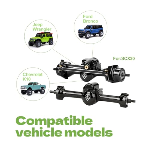 SCX30 Axles with Steel Gears for SCX30 Upgrade Parts | Front and Rear Metal Axles For Axial 1/30 RC Crawler