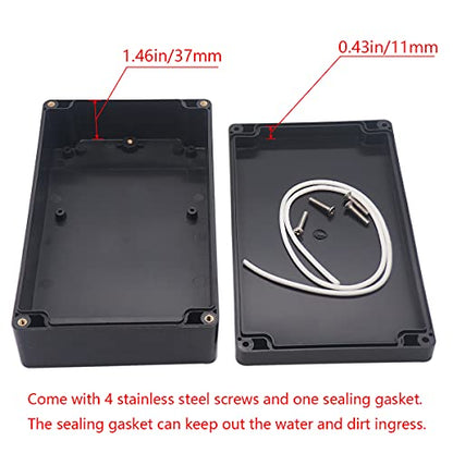 Project Box IP65 Waterproof Junction Box ABS Plastic Electrical Boxes DIY Electronic Project Case Power Enclosure 7.87x4.72x2.2 inch (200 x 120 x56 mm) - color: Black, size: 7.87"x4.72"x2.2"