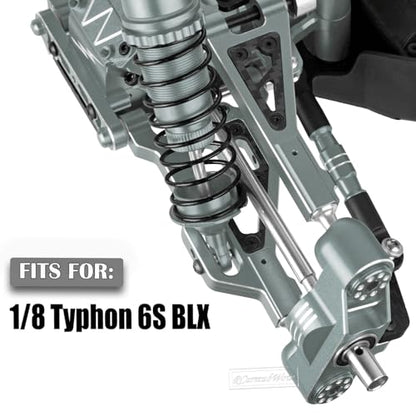 RC Upgrades Part for 1/8 Typhon 6S BLX,Alloy Front Rear Suspension Arms,Turnbuckles Links,Front Knuckles Steering Blocks &Rear Hub Stub Axle Carriers,Wing Mount &Wheelie Bar Set,Titanium - color: Titanium(1set)