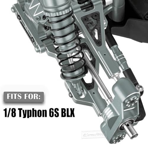 RC Upgrades Part for 1/8 Typhon 6S BLX,Alloy Front Rear Suspension Arms,Turnbuckles Links,Front Knuckles Steering Blocks &Rear Hub Stub Axle Carriers,Wing Mount &Wheelie Bar Set,Titanium - color: Titanium(1set)