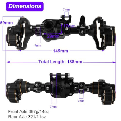 TRX4 Heavy Duty Brass+ Aluminum Portal Front Rear Axle Housing for 1/10 RC Crawler TRX-4 Defender Bronco G500 Chevrolet Metal Counterweight Upgrade Parts