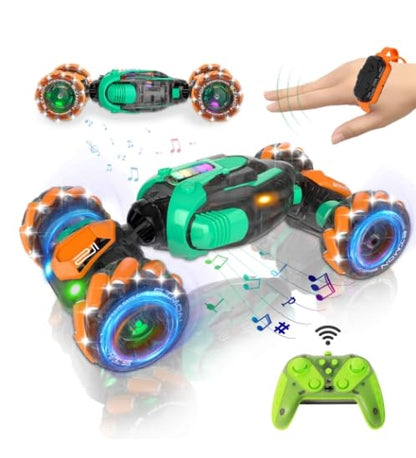 Gesture Sensing RC Stunt Car - Boys Toys Age 6-8-12, 360° Rotating 4WD Hand Controlled Remote Control Twist Car with Light & Music, Cool Toys and Ideas Gifts for Children Age 7 9 10 11 12 Years Old