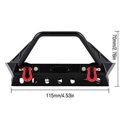 Metal Front Bumper with Lights for 1/10 RC Crawler Traxxas TRX4 Axial SCX10 90046 & SCX10 III AXI03007 AXI03003 (Style B) - 1 Set Black