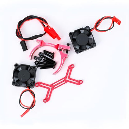 Metal 40-42MM 20000RPM Motor Cooling Fan Heat Sinks for Arrma 4068 4074 4274 4268 RC Motors(Red) - color: Red