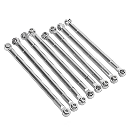 Dilwe RC Tie Rod, 8PCS Metal Full Car Tie Rod Tie Lever Link Pull Rod for MN86 Series Model Upgrade RC Car, RC Aluminum Linkages Steering Servo Rod RC Car Parts RC Accessories(Silver)