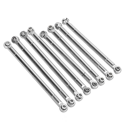 Dilwe RC Tie Rod, 8PCS Metal Full Car Tie Rod Tie Lever Link Pull Rod for MN86 Series Model Upgrade RC Car, RC Aluminum Linkages Steering Servo Rod RC Car Parts RC Accessories(Silver)