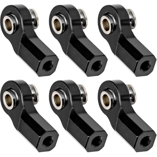 6PCS M3 Tie Rod End Joint Bend Ball Head Holder Linkage Aluminum 4.8mm Ball Cup Compatible with 1/10 Axial SCX10, Traxxas TRX-4, Tamiya CC01, Redcat Gen7, HSP RC Crawler/Trucks (Black) - color: Black