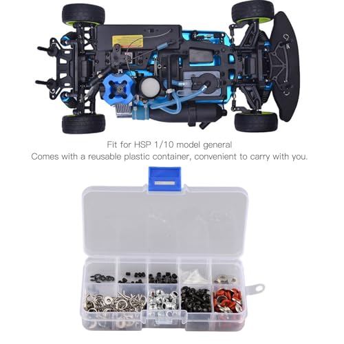 340PCS RC Screw Kit, Nuts Bolts Washers Hardware Fasteners for HSP 1/10 RC Car, High Strength Metal Material with Reusable Plastic Container, Durable RC Accessories for RC Car Repa