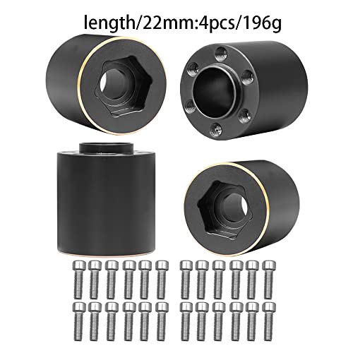 4Pcs Brass Weights 1.9 2.2 Inches Beadlock Wheels 12mm Hex Wheel Hub Widen Adapters for SCX10 TRX4 1/10 RC Crawler Upgrades (Black, 22mm) - color: Black, size: 22mm