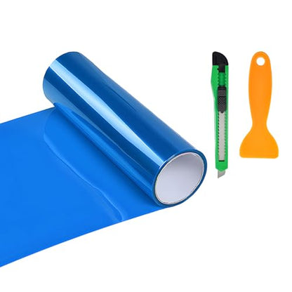 Car Headlight Vinyl Film, 48"×11.8" Self-Adhesive Car Headlight Tint Sticker with Squeegee & Cutter, Waterproof Wrap Film Roll for Vehicle Headlights Taillights Fog Lights (Drak Blue) - color: Drak Blue