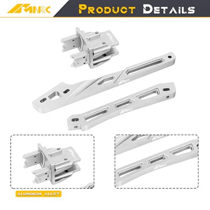 Alloy Center Differential Diff Mount & Front Rear Chassis Brace for Arrma 1/8 Kraton 6S 4X4 RTR V6 Series Upgrade Part Sliver - color: Sliver
