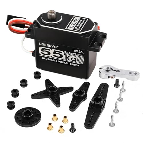 55KG Waterproof Brushless servo Full Metal Gears High Torque Fast Digital Servo for 1/8 1/10 1/12 RC Car/Shockproof Rc Car Servo (270 Degree) - color: Black 270 Degree