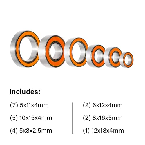 Ceramic + Stainless | for Traxxas 4x4 Slash, Stampede, Rustler Bearings Kit 4WD VXL (21 Pcs)
