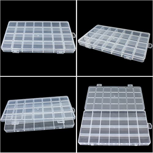 4Packs 28 Grids Bead Organizer Plastic Organizer Box with Fixed Dividers-Jewelry, Accessories, and Small Parts Container Clear Box for Jewerly Beads, Sewing, Drawing - size: 4pcs 28 Grids