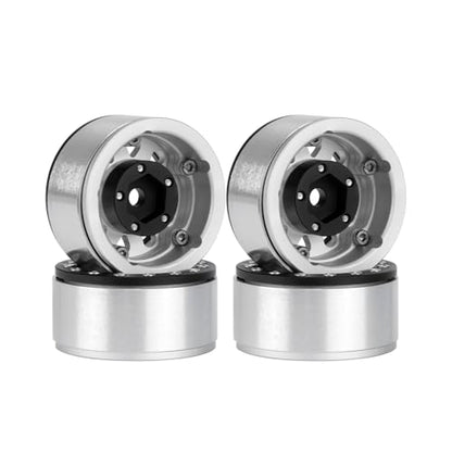 4PCS 1.55 Inch Aluminum Alloy Metal Beadlock Wheel Rim Hubs Replacement Accessory for AX90069 D90 TF2 CC01 Tamiya 1/10 RC Crawler Car Upgrade Parts(10Holes-Black Silver) - color: 10holes-black Silver